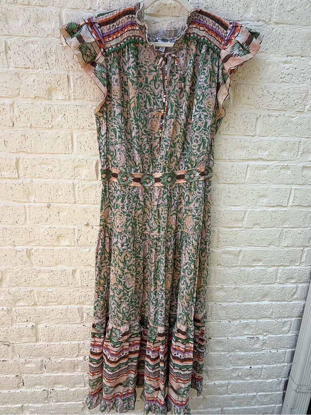 Current Air LA Paisley Border Print Flutter Sleeve Midi🌸🌺🌸 XL